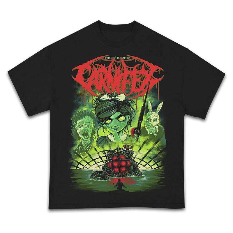 

Carnifex Bands Black and Gold Dark Rock Series American Streetwear Cool Hiphop Music Pure Cotton Shortsleeved Tshirt S
