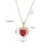Sweet Romantic Love Studded with Zircon Ruby Earrings Ring Necklace Stainless Steel Accessories