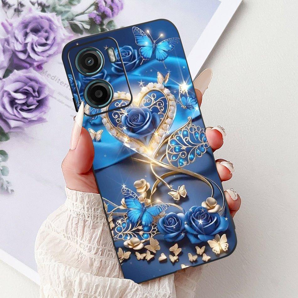 For Motorola Moto G05 G15 E15 2024 Floral Butterfly Phone Case For MOTO G05 G15 E15 4G Black Silicone Soft Lightweight Case