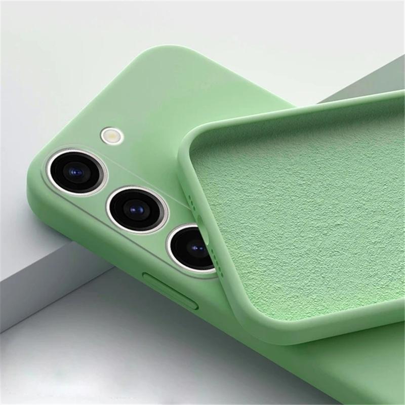Lesklé měkké tekuté silikonové pouzdro na telefon Samsung Galaxy A04S A04E A14 A24 A34 A54 A23 A33 A53 A73 M13 M23 M33 M53 5G Ochranný kryt objektivu 4G