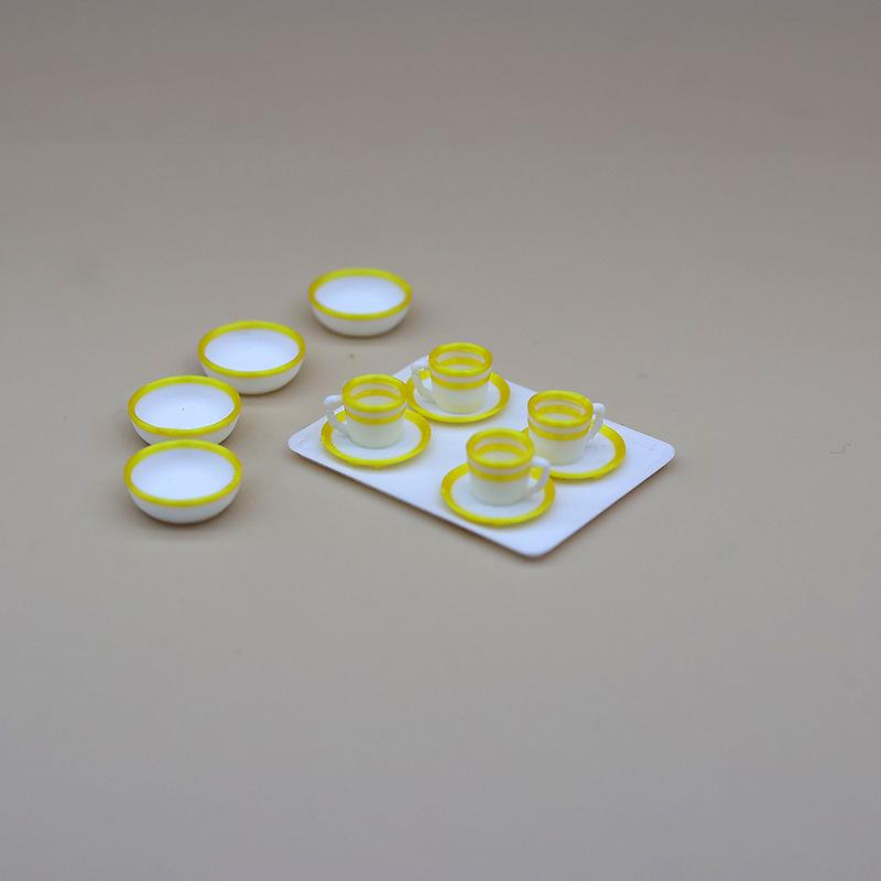 13Pcs Kitchen Toys Dollhouse Trays Plates Cups Doll Simulated Mini Food Dishes Tableware Miniature Doll House Accessories