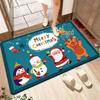 Festive Red Non-slip Absorbent Door Mat - Christmas Crystal Velvet