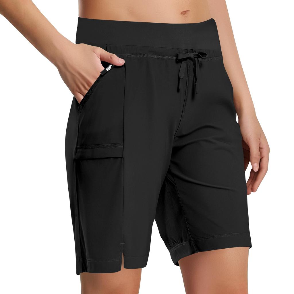 Pantaloni scurți casual de drumeție pentru femei cu buzunare