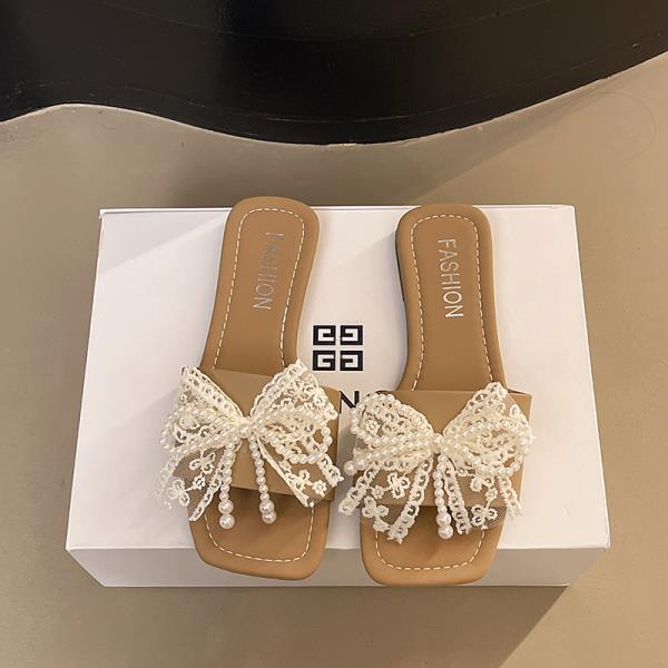 Fashion Big Size Butterfly-Knot Shoes Ladies' Slippers Summer Clogs Woman Flat Beach Slides Butterfly-knot Butterfly-Knot Shoes Slippers