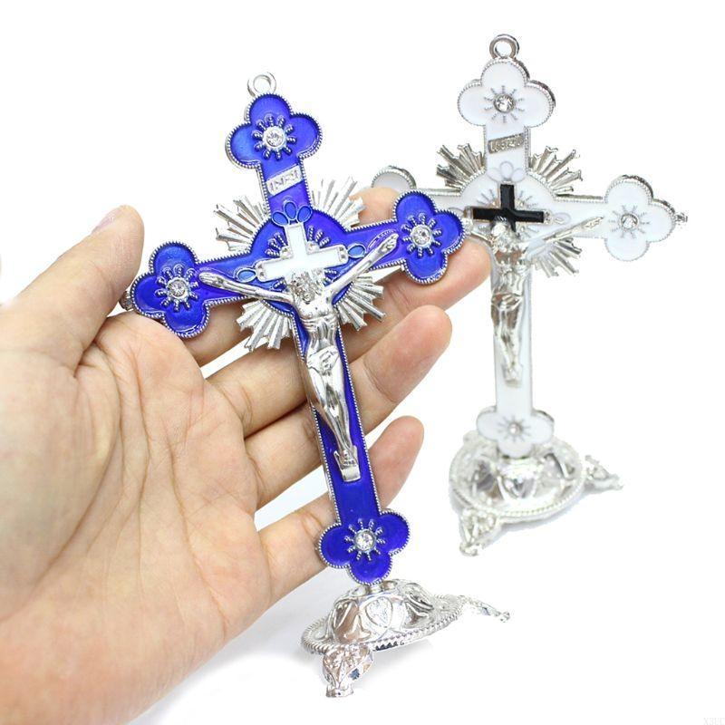 Plum Blossom Metal for Cross Jesus Christ Bitterness Church Sacred Statue Ornaments Office Household Religious Goods X3UC