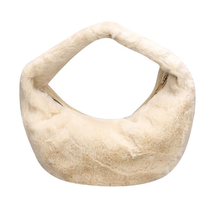 

Plush bag new women s bag fashionable simple armpit bag handbag белый