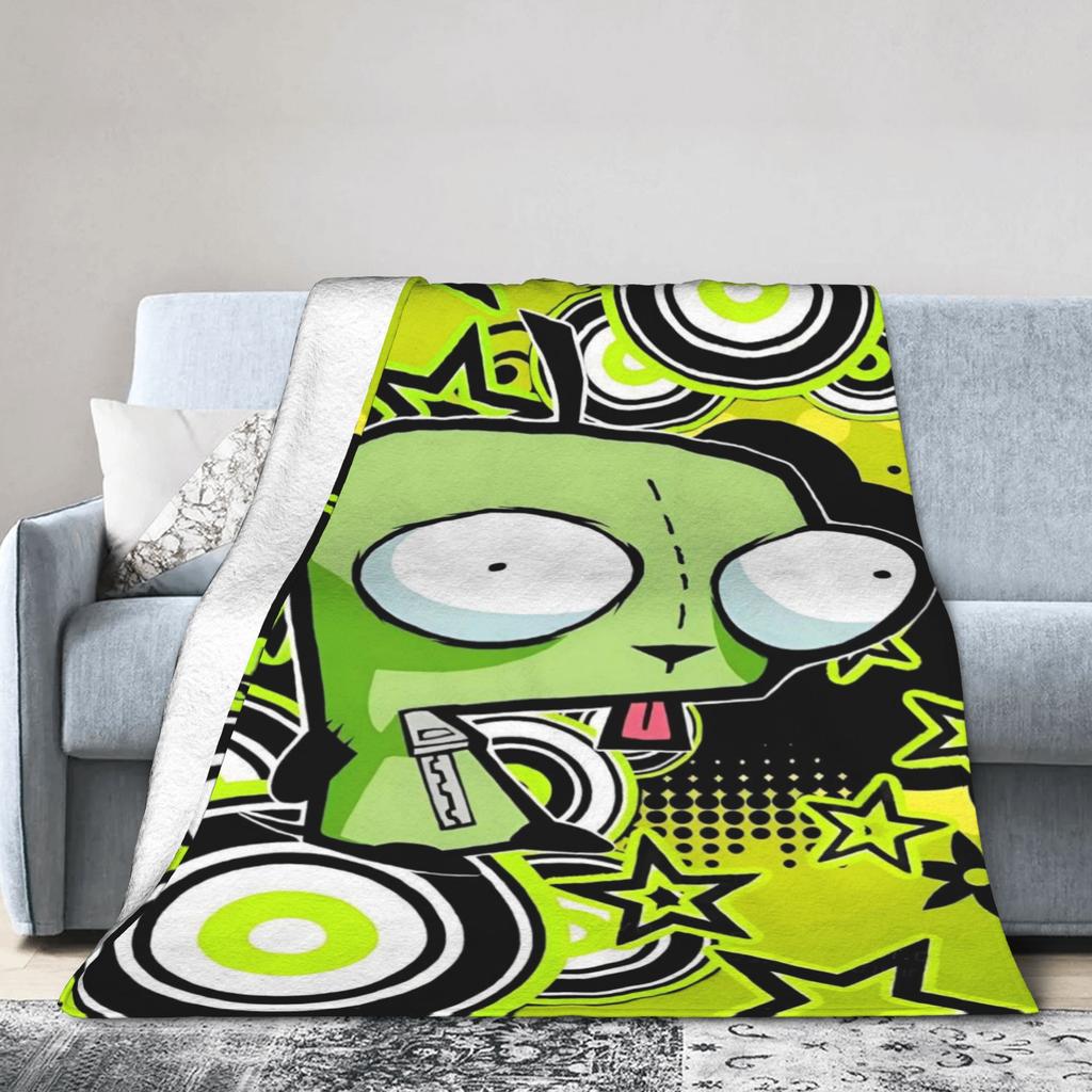 Invader Zim Taco Gir Y2K Cartoon Knitted Blanket  Fleece Throw Blankets Bed Sofa Decoration Soft Warm Bedspread
