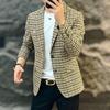 2025 Spring/Autumn High-End Men's Trendy Plaid Suit Top with Chest Badge