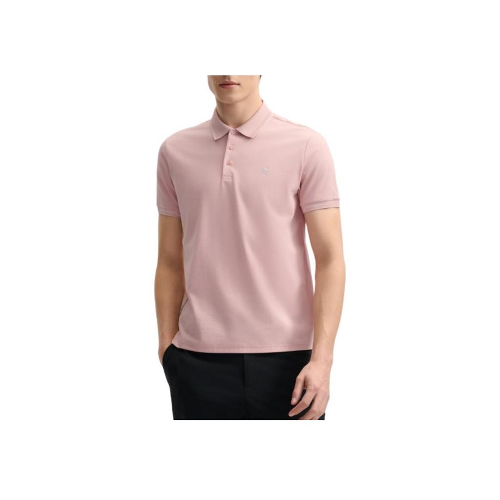 New FILA WHITE Polo Shirt Men's Light Gray Pink F11M523105F-PK