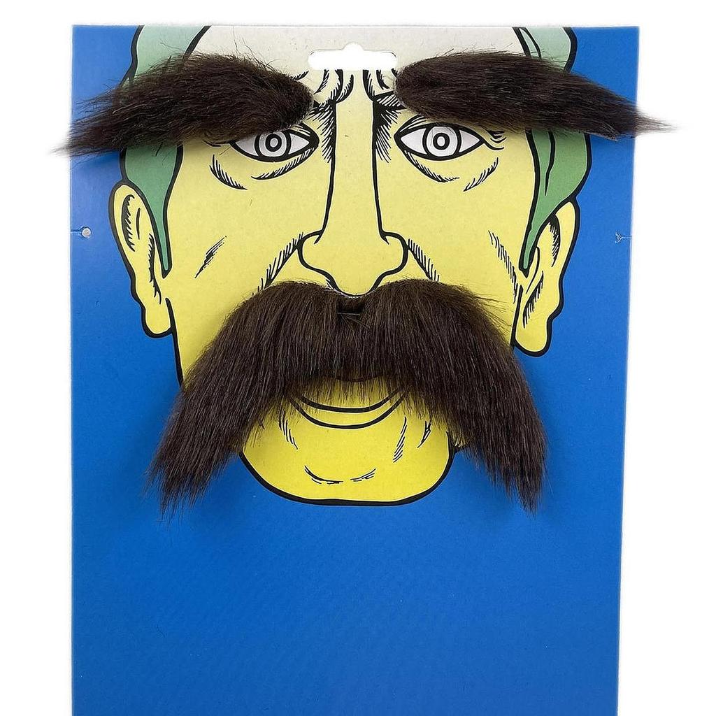 2x Fake Mustache and Fake Eyebrows Disguise Supplies Stick On Funny Decorations