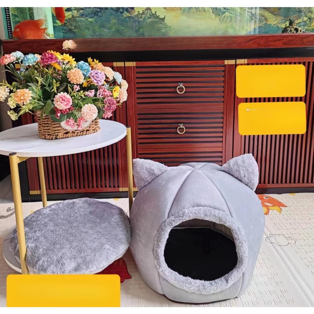 Cat Kennel Dog Kennel Winter Warm Closed and Fleece Round Pet Kennel Pet Cat Kennel