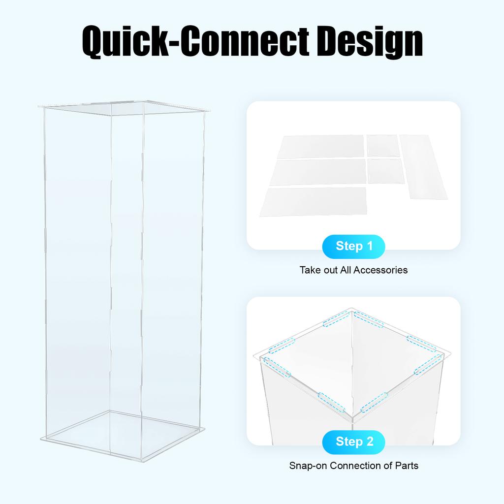 2 Acrylic Flower Stands, 31.5in Clear Display Cube Pedestal Flower Tower, for Weddings, Birthdays, 11.02lbs Load Capacity
