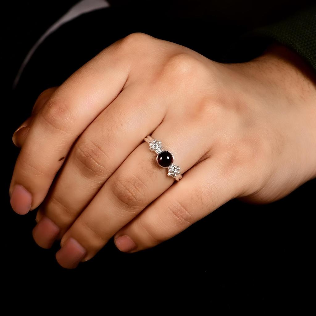 Natural Garnet 925 Sterling Silver Ring, Minimalist Garnet Stacking Ring, Handmade Silver Gemstone Ring for Women.