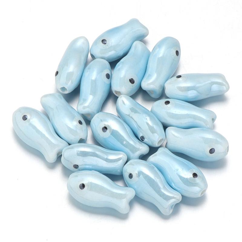10 Pieces Artistic Double Sided Ceramic Fish Beads Crafting Supplies Spacers For Homemade Jewelry Phone Chains