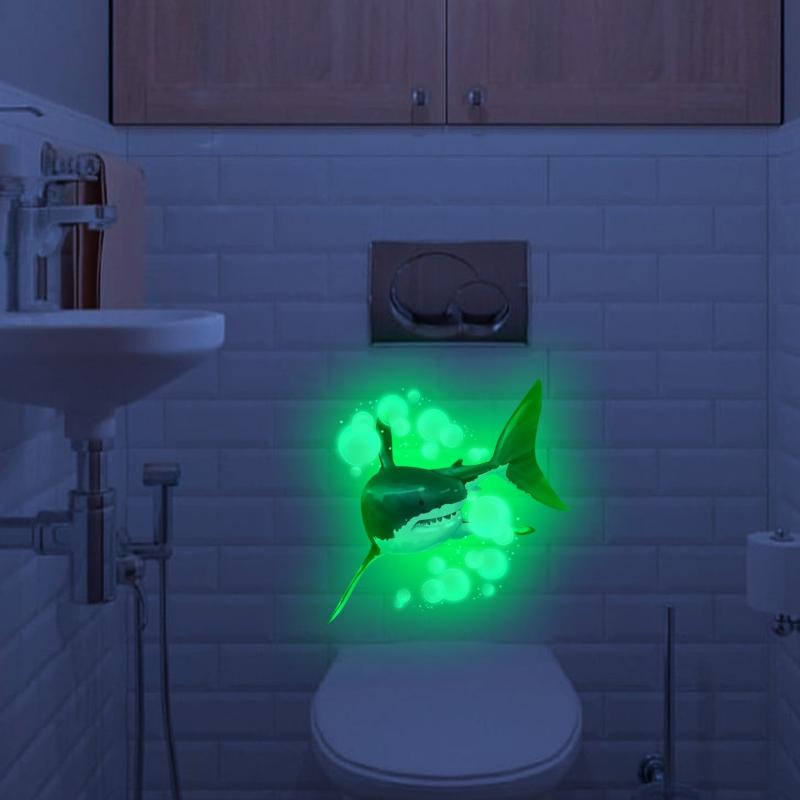 Marine Animals Creative Self-adhesive Wall Decal For Bathroom Waterproof Luminous Decals Home Decor Luminous Toilet Sticker