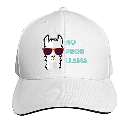No Prob Llama Alpaca Curved Brim Printed Baseball Cap Sun Hat Travel Cap Sandwich Cap Adjustable Trucker Hat