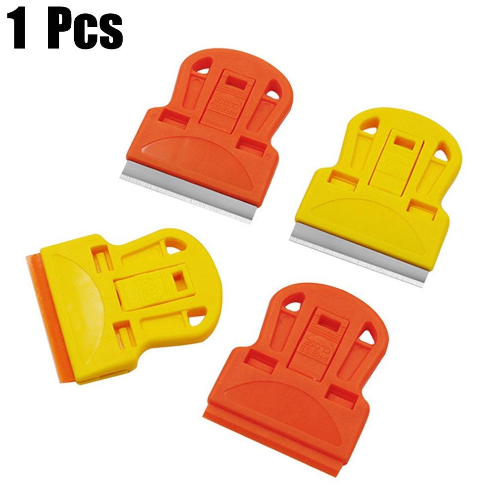 1/3pcs Compact Mini Razor Blade Scraper with Ergonomic Plastic Handle and Retractable Metal Blade - Ideal for Paint and Sticker Removal