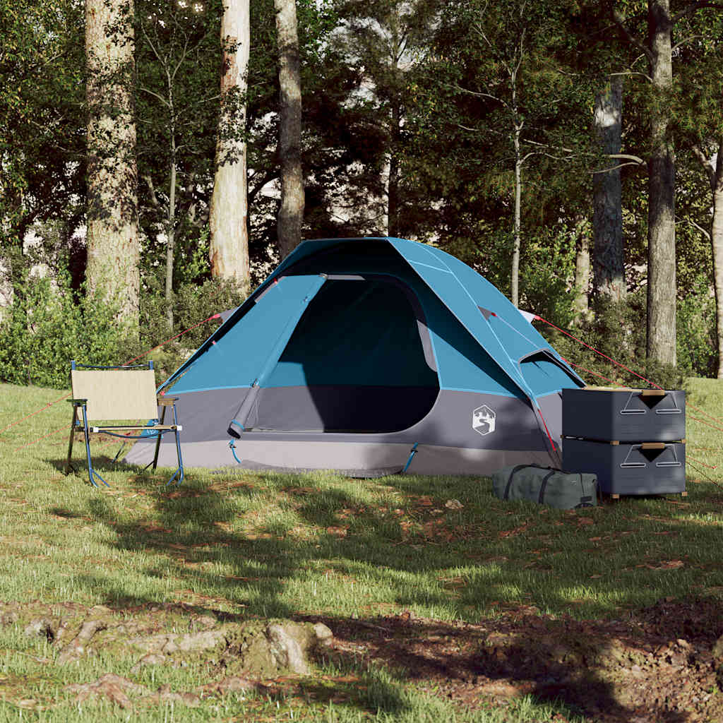 Dome Camping Tent for 2 Persons Blue Waterproof
