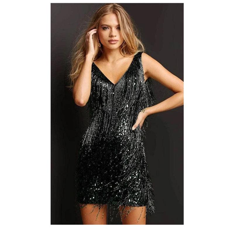 New, New Fringed Beaded Sleeveless Dress, Evening Dress