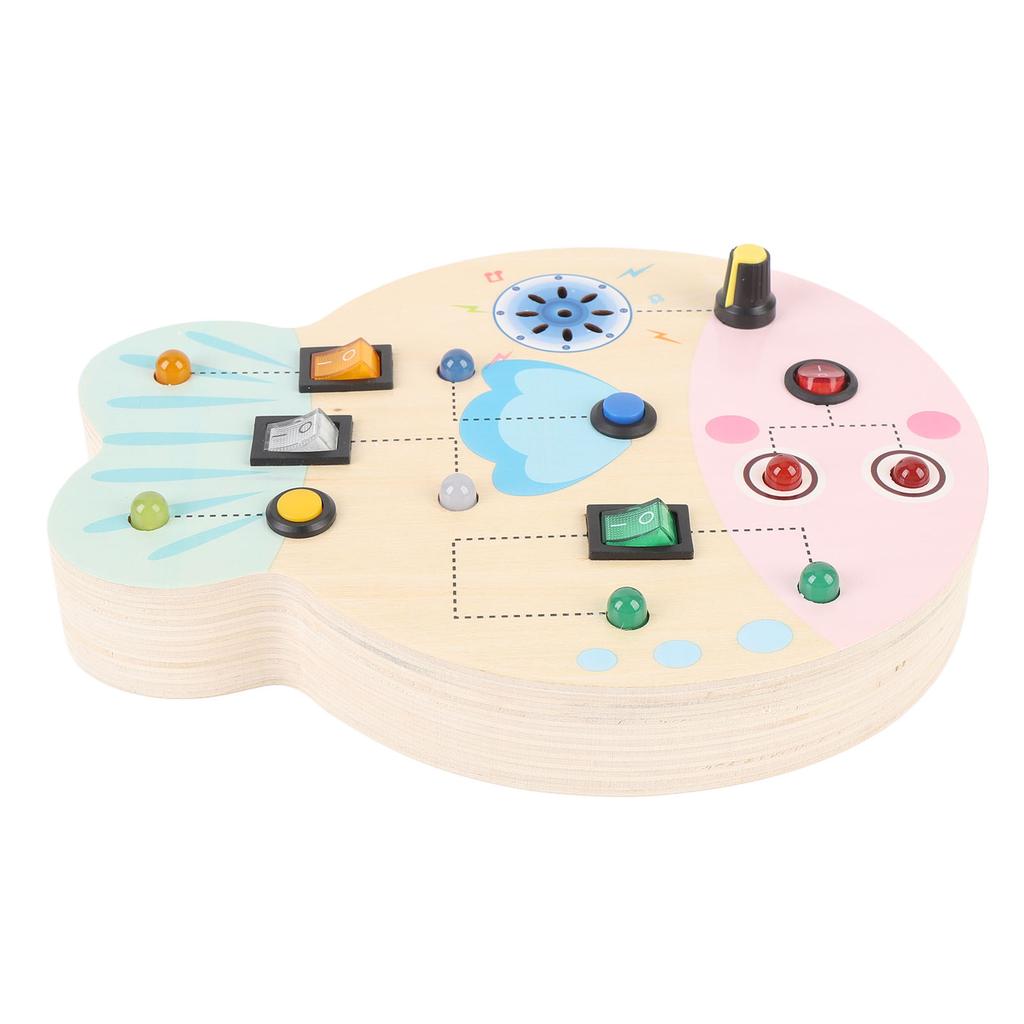 Wooden Sensory Board with Switch LED Lights Educational Early Learning Light Switch Board Game