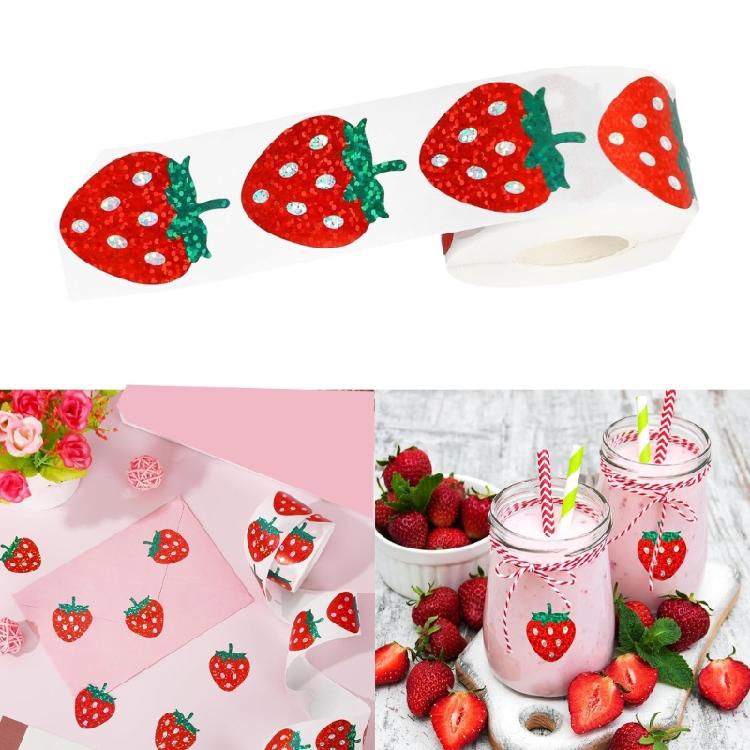 500 Pcs Reward Sticker Scrapbooking Sticker Strawberry Labels Sticker Fruit Sticker for Festival Celebration