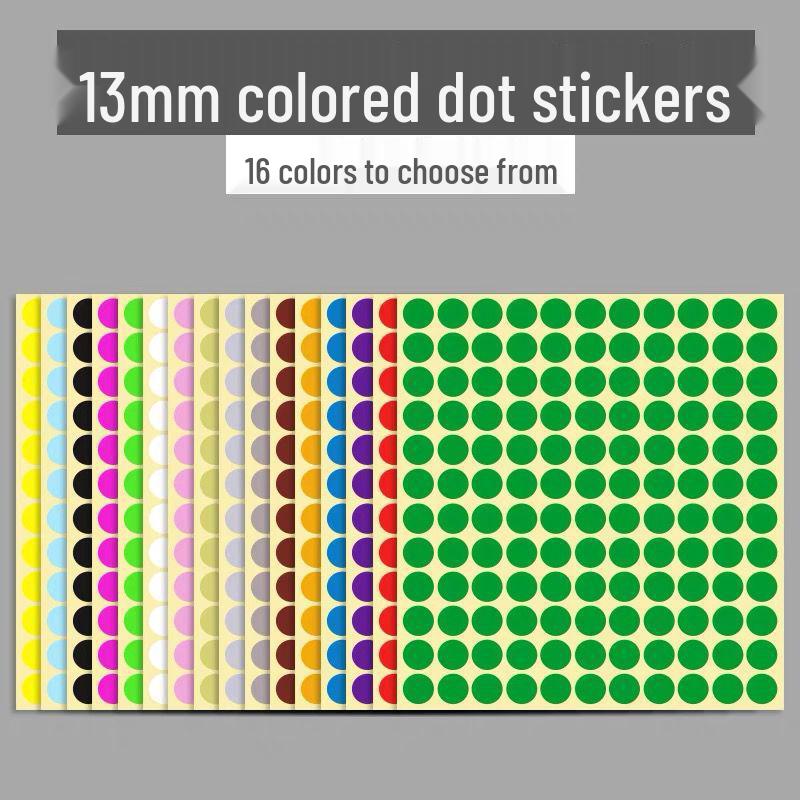 Multicolor Writable Round Dot Stickers - 16 Colors