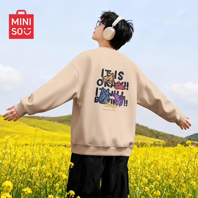 MINISO Men's Crew Neck Graphic Pullover Sweatshirt