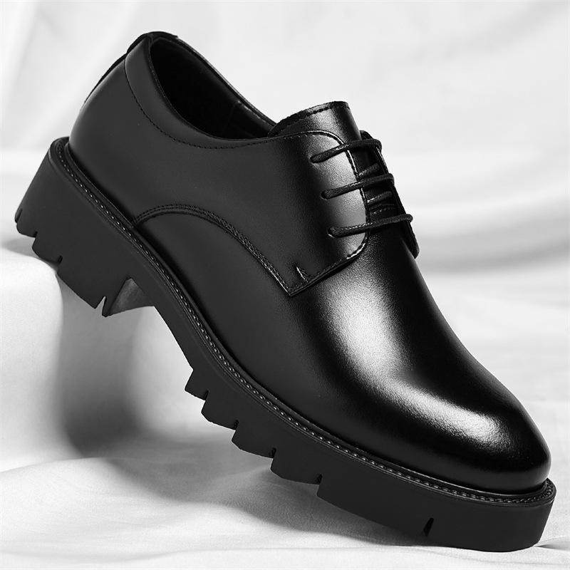 Height Increasing Cowhide Men's Shoes, Fashionable, Casual, Business Office Thick Soled Men's Formal Shoes 2026 New