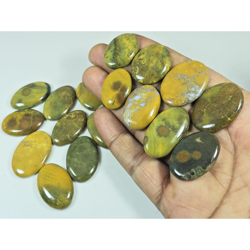 416Cts.Natural Ocean Jasper Oval Shape Cabochon Loose Gemstone 17 Pcs Lot C-3487