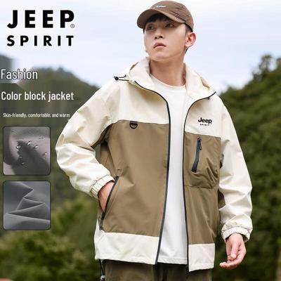 JEEP SPIRIT Men's Outdoor Hooded Windbreaker Jacket