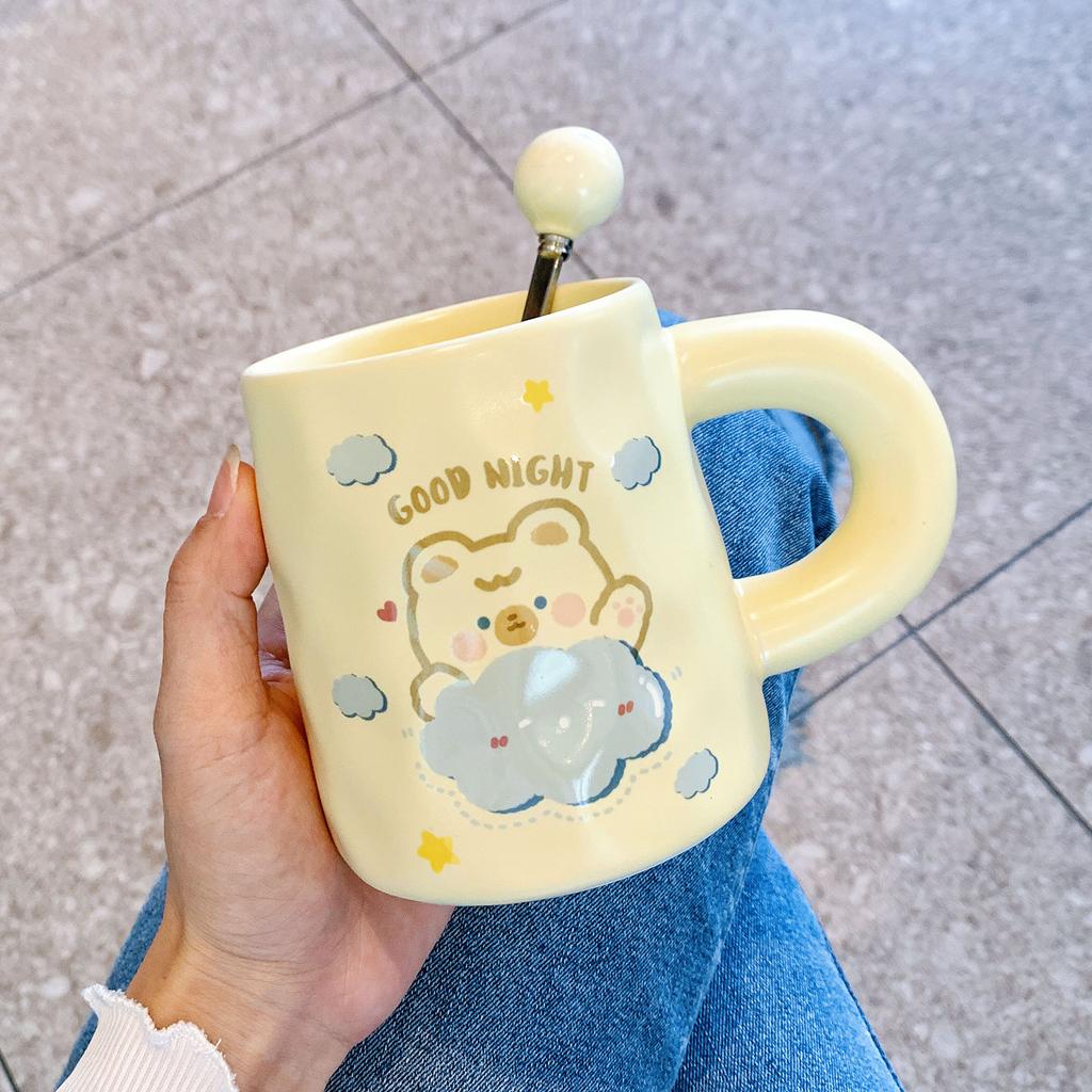 Cute High Value Ceramic Cup for Women Creative Mug for Home Couple Water Cup for Men Office Coffee Breakfast Cup