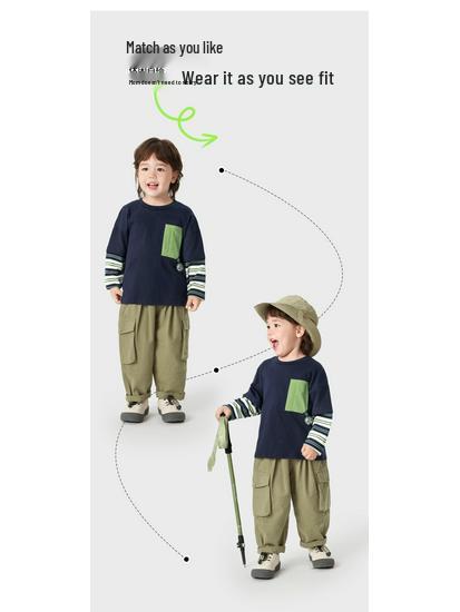Trendy European Boys' Two-Piece Long-Sleeve T-Shirt for Spring & Autumn 2026 - New Style Toddler & Children's Base Layer