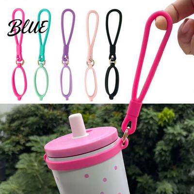 Silicone Water Bottle Lanyard Handle Strap Universal Flexible Lanyard Lightweight Outdoor Sports Carrier Portable Rubber Holder Anti Lost Strap for