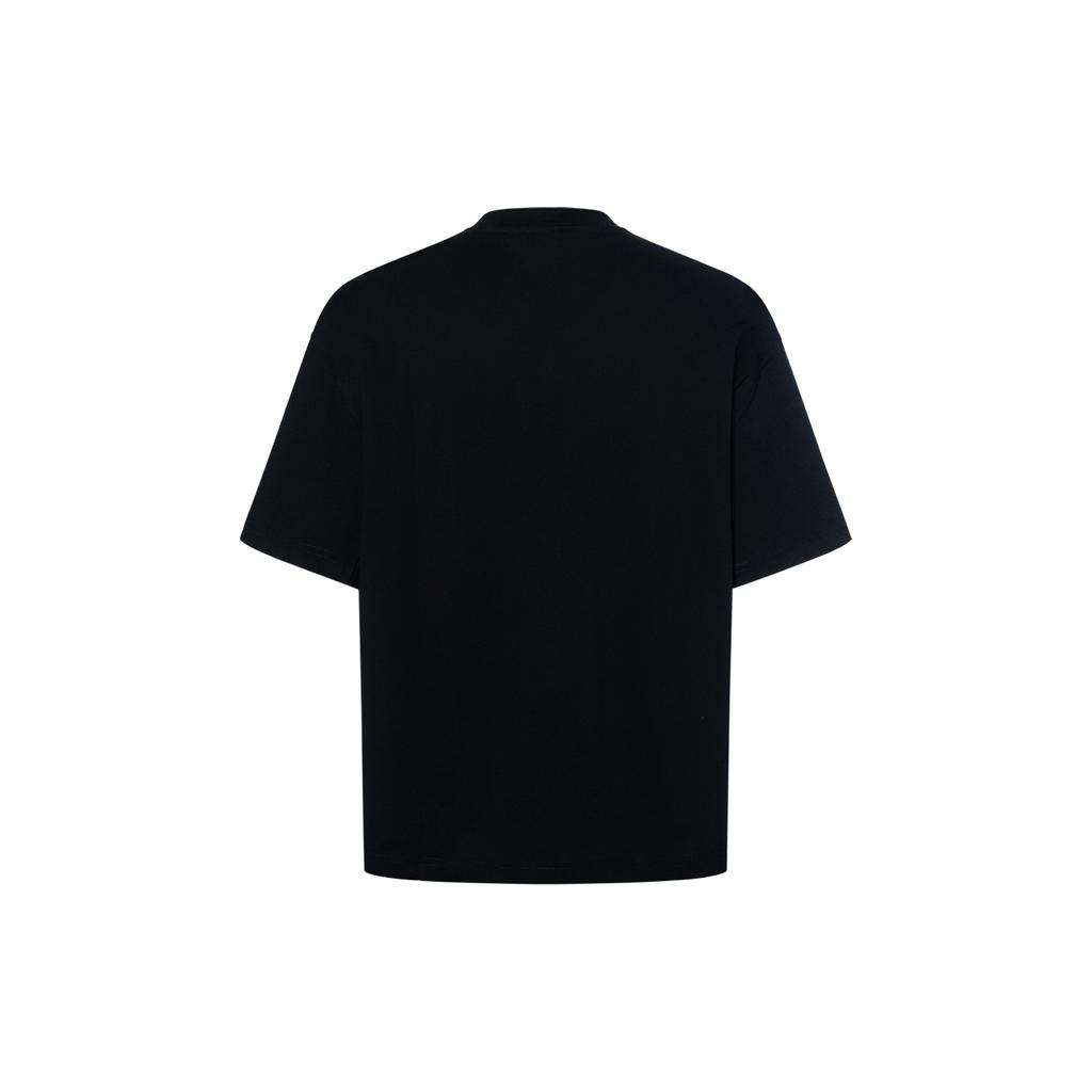 Emporio Armani T-shirt da uomo a maniche corte con scollo rotondo e logo ricamato SS25, vestibilità larga, colore nero EM001060-AF13715-UC001