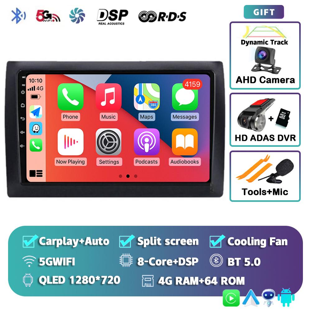 Android 14 CarPlay Auto Car Radio For Fiat Stilo 2001-2010 Multimedia Video Player GPS Navigation 4G+WIFI Stereo Audio Head Unit
