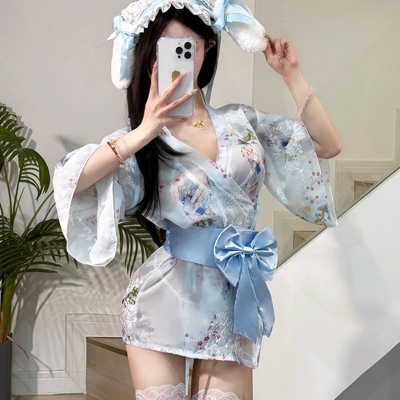 Sexy pajamas plus size Japanese kimono suit small chest erotic underwear seduction flirting hot bed passion uniform