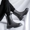 Britischer Stil Herren Freizeit hohe Schaftstiefel Originalleder Plateauschuhe Cowboy Chelsea Boot cool lang Motorradstiefel Mann