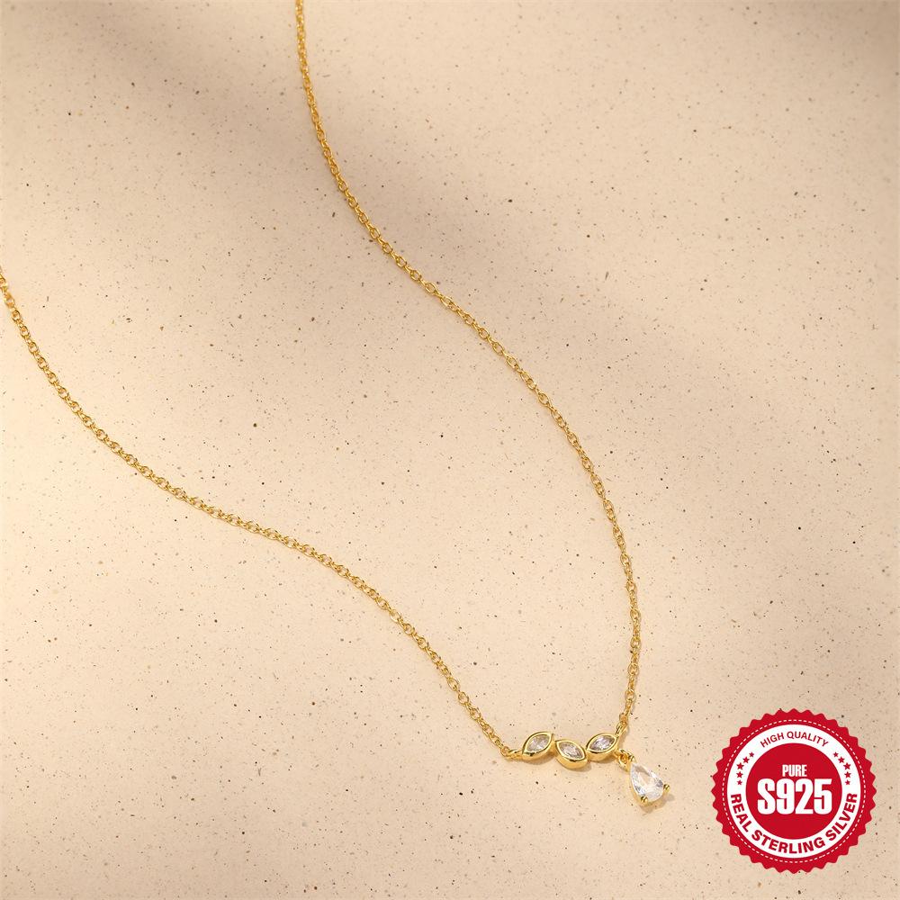 S925 Sterling Silver Temperament Necklace Women'S Versatile Sterling Silver Jewelry Premium Clavicle Chain Silver Jewelry