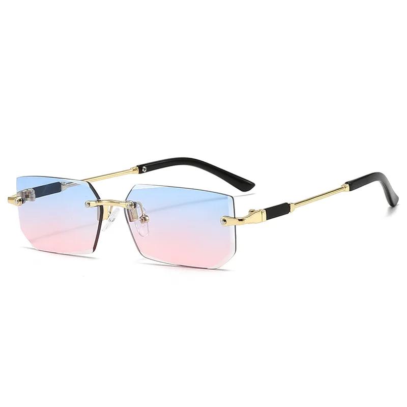 Fashionable Rimless Sunglasses Woman Luxury  Optional Lenses Outdoor Sports UV Protection Sun Shades Men Sunglasses