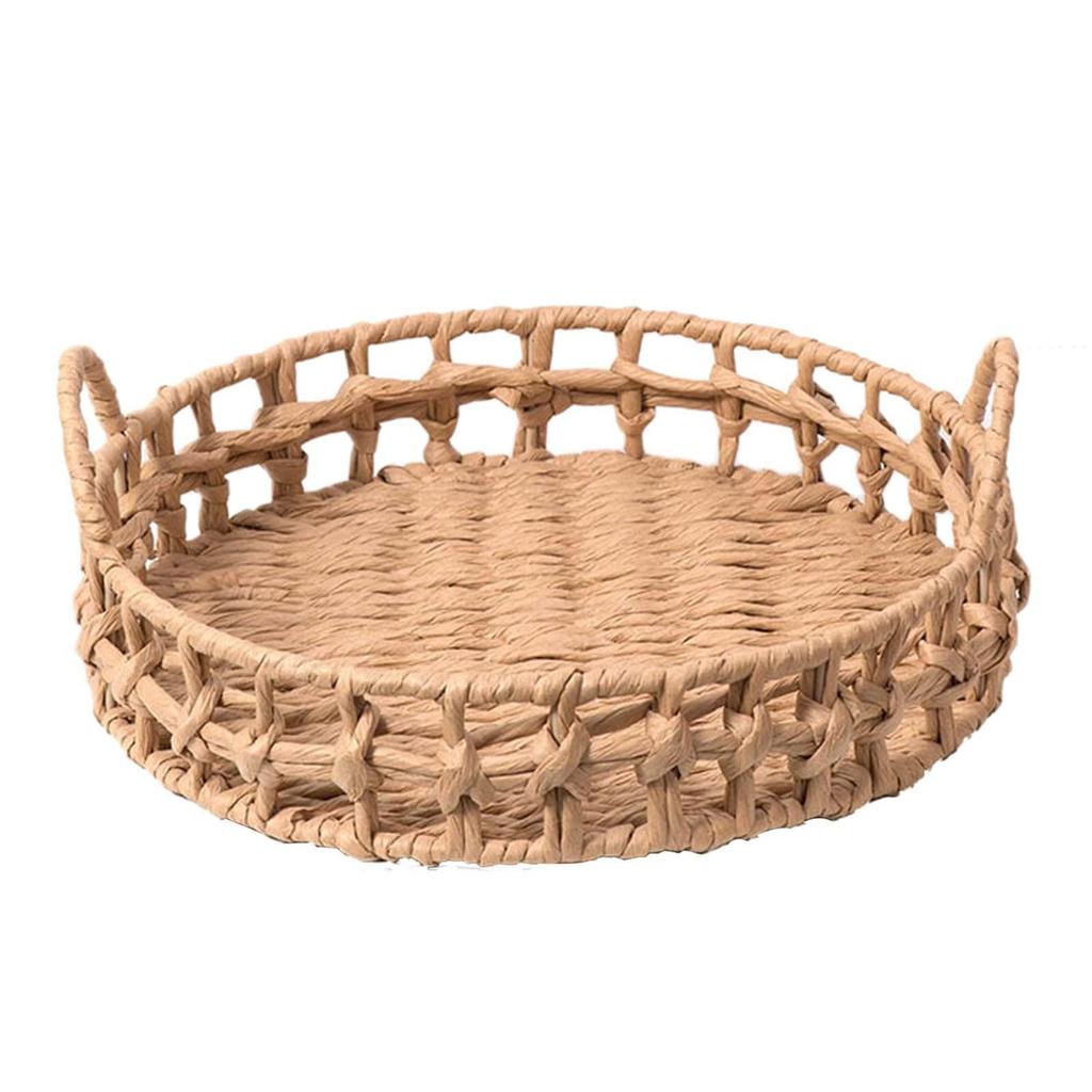 Handwoven Fruit Storage Baskets Wicker Storage Bowls Round Paper Rope Snack Serving Tray for Shelf Counter Bedroom Home Decor