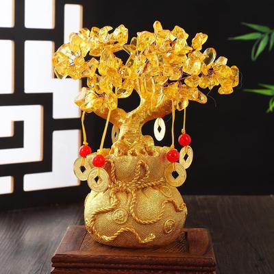 Tree of Life Bonsai - (Gold, 20Cm) Evil Eye Tree Feng Shui Showpiece Items for Good Luck Positive Energy Vastu Shelf Living Room Home Décor