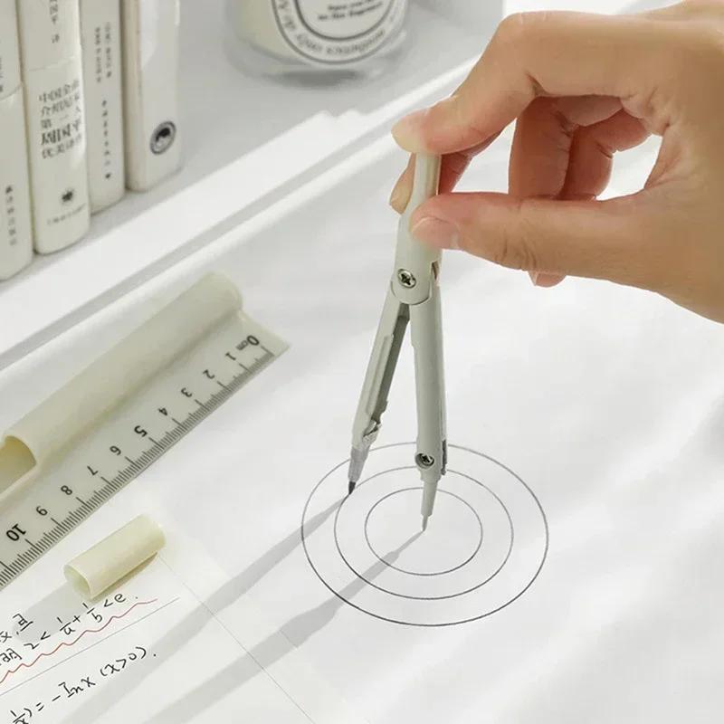 3 In 1 Compass Geometry Set with Ruler Pencil Kawaii Multifunctional Drawing Compass Math Geometry Tool Office School Supplies