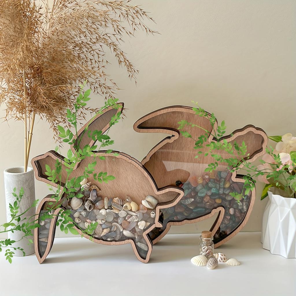 1 pc Wooden Retro style Storage Box in The Shape of A Turtle. Wooden Craft Personalized Creative Wooden Desktop Display Stand