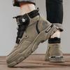Rotating Button Big Yellow Boots Autumn and Winter New Leather High-top Windproof Outdoor Sports Fashion Martin Boots Trendy Men's Boots