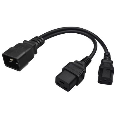 Cordon d'alimentation C20 vers C13+C19 Y Splitter Prise d'alimentation Câble Adaptateur d'extension Splitter Mâle IEC 320 C20 vers Femelle C13+C19