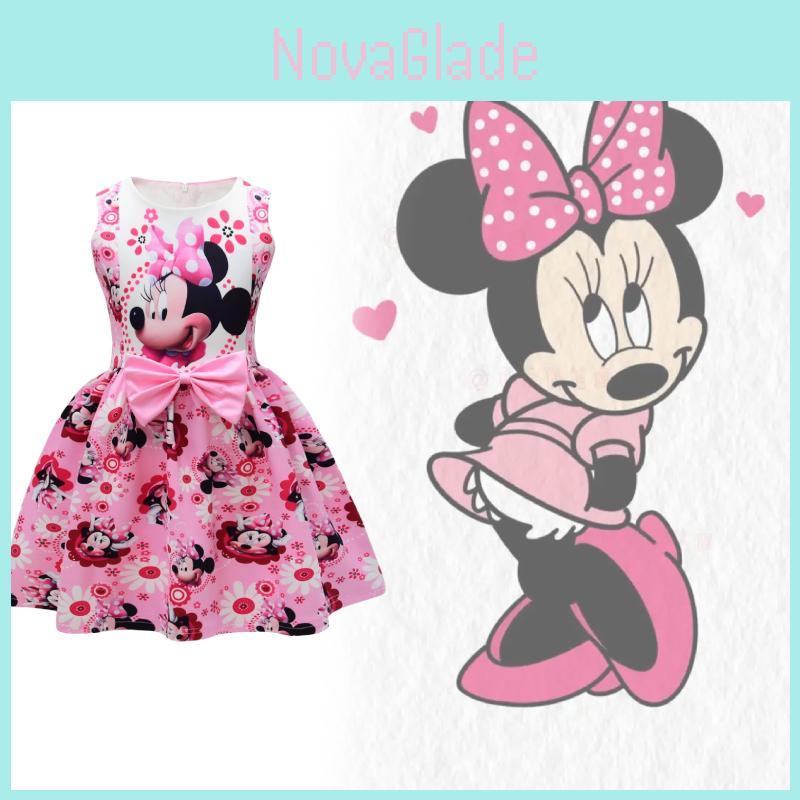Rochie Fetiță Minnie Mouse Cu Imprimeuri Desenate Pentru Fete De Vară Rochie Casual Din Amestec De Bumbac Fete