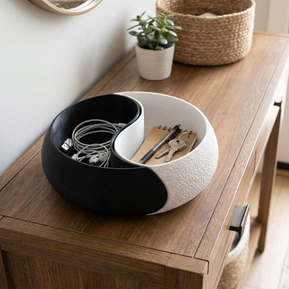 Flat Bottom Storage Tray 3D Printed Jewelry Tray Zen Style Nut Serving Bowl Bookshelf Decor