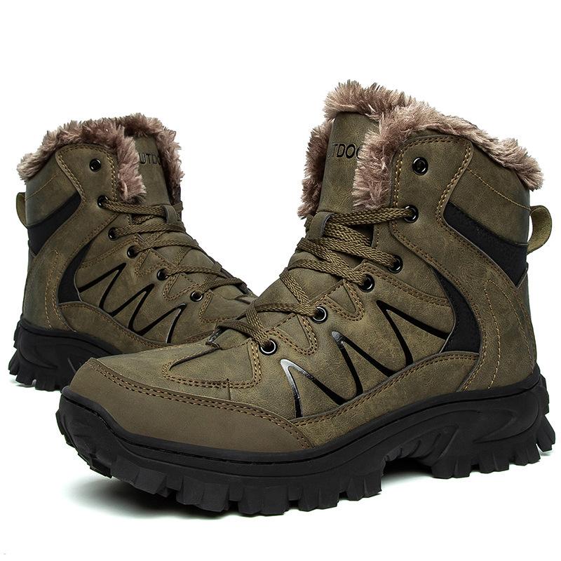 Autumn and winter new velvet thick-soled high-top snow boots rubber-soled off-road boots combat boots men's outdoor shoes