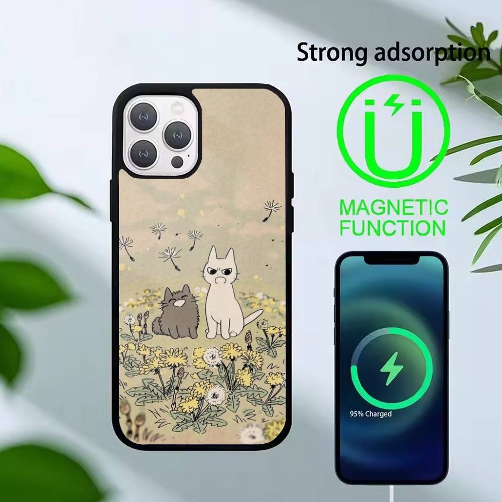 Funny Cat Band Animal Phone Case For iPhone17,16,15,14,13 Plus,Pro Max Magnetic For Magsafe Wireless Charging