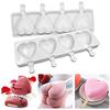 4 Cavities Ice Cream Molds 3D Heart Shape Popsicle Mold Silicone Mold for DIY Ice Cream Puree Yogurt